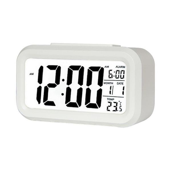 Temperaturtyp Lazy Snooze Alarm Mute Bakgrundsbelyst Elektronisk Klocka (Vit)