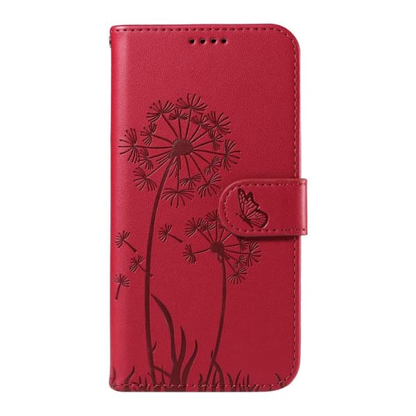 Redmi Note 14 4G - Flip Läderfodral med Dandelion Prägling, Röd