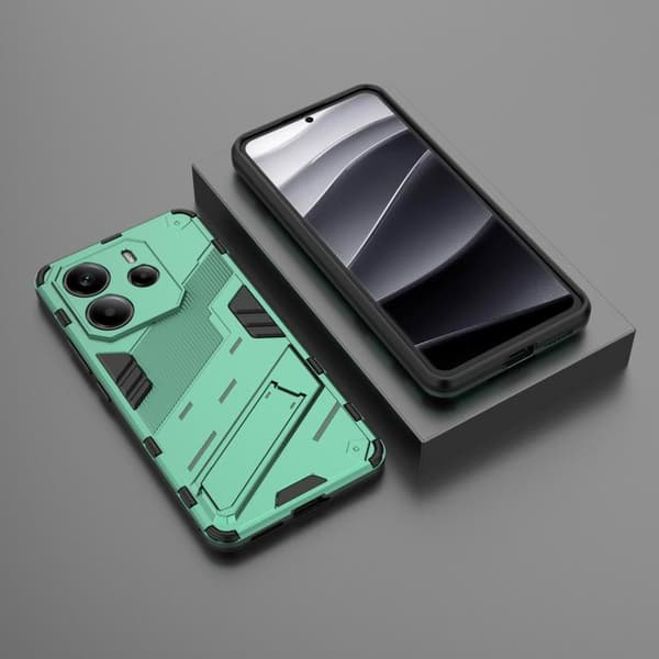 Redmi Note 14 4G - Punk Armor 2 i 1 PC + TPU Mobilskal med Ställ, Grön