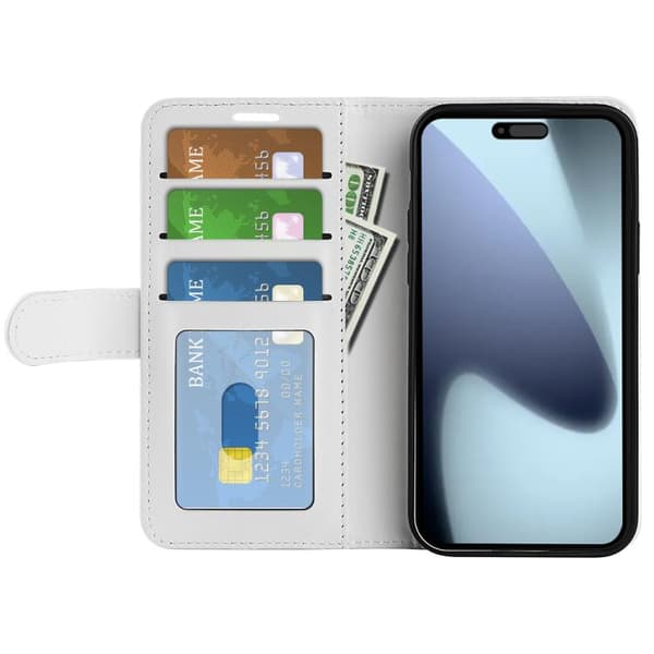iPhone 17 Skal läderfodral med horisontell flip Vit