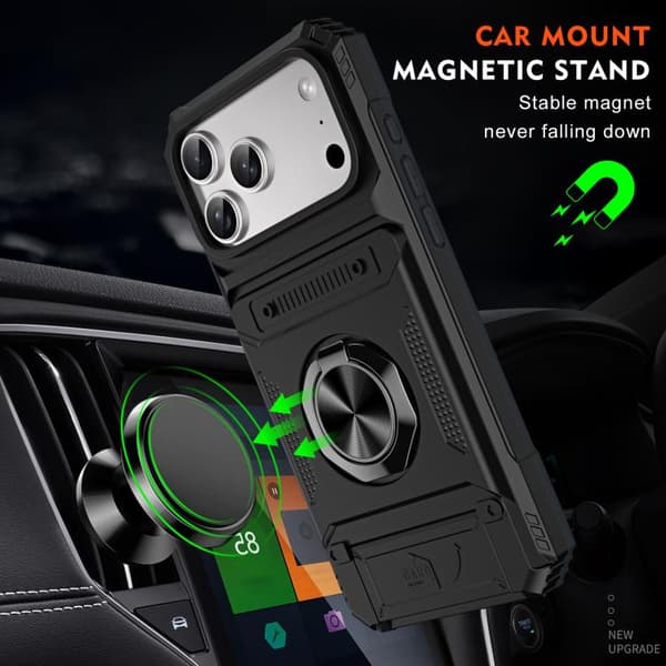 iPhone 18 Pro Max / iPhone 17 Pro Max Skal TPU+PC Stötsäker med Metallringhållare Svart