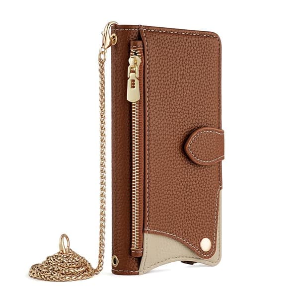 Redmi Note 14 4G - Fishtail Litchi Läderfodral med Korsband Brun