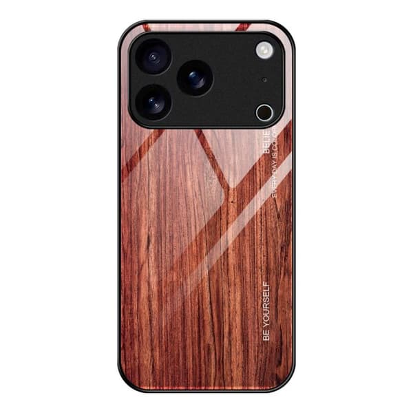 iPhone 18 Pro Max / iPhone 17 Pro Max Skal - träfinerad glasdesign Kaffe