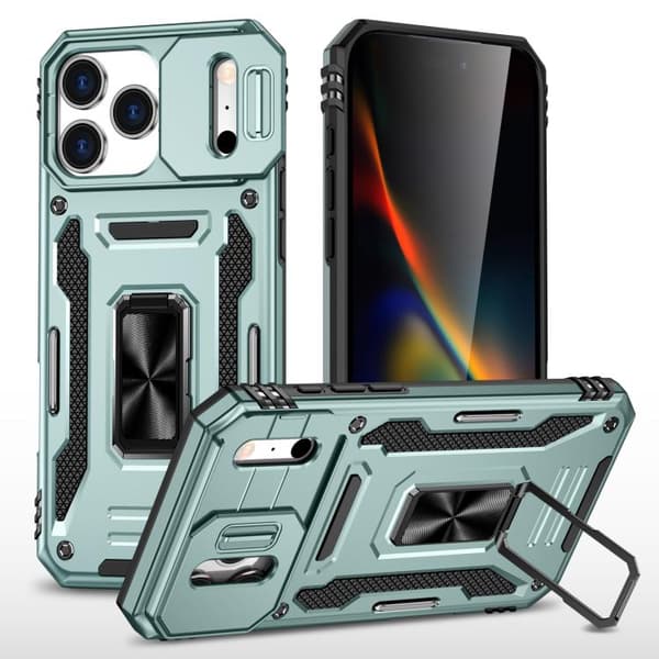 iPhone 17 Pro Skal med Armor PC + TPU Kameraskydd Alpingrön