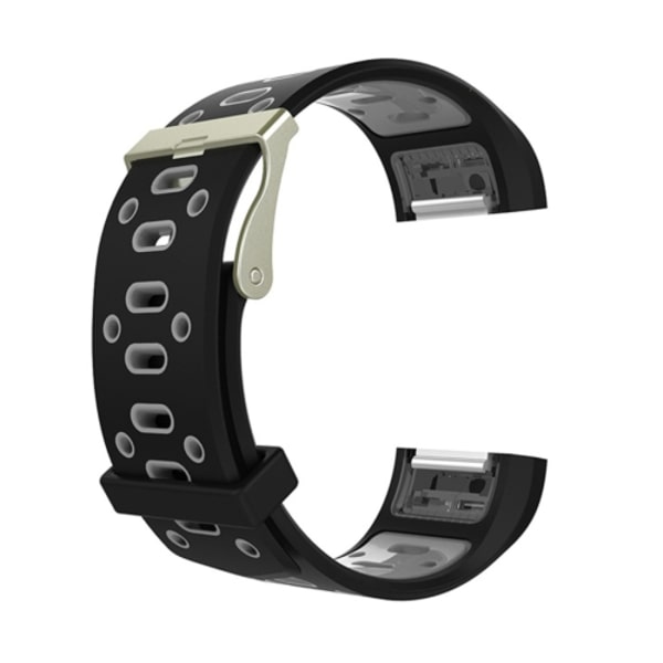 För Fitbit Charge 2 Tvåfärgad runda hål watch med spänne Black - Grey