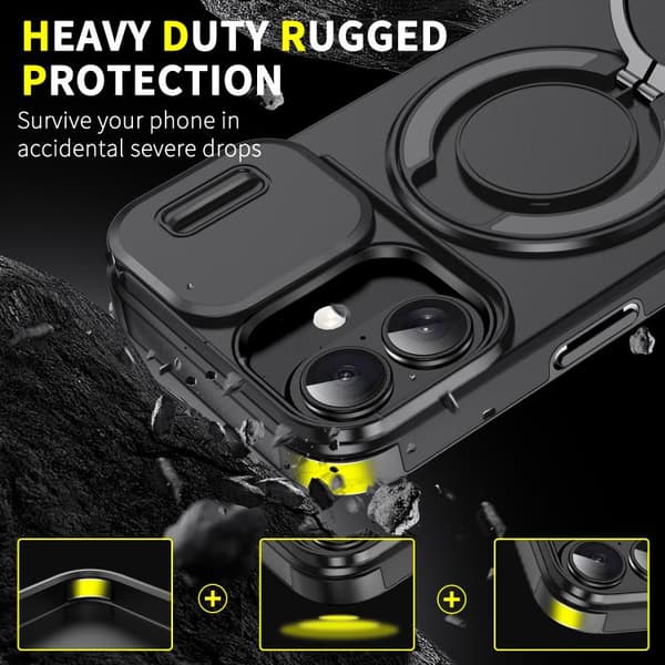 iPhone 17 Skal med Sliding Camshield Ring Holder Svart