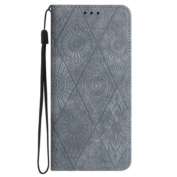 Redmi Note 14 Pro 4G - Etnisk Pr präglad Läderfodral med Adsorption Grå