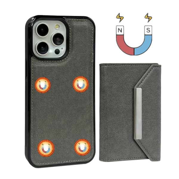 iPhone 16 Pro Max Solid Color Metallspänne Kortfack Skal Grå