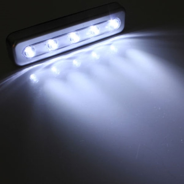 5 LED-lampor med starkt ljus, lång touch-lampa, LED-nattlampa, klappljus (silver)