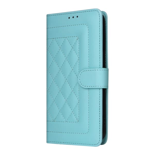 för Pixel 9 Pro Skal i Diamantmönstrad Läder Flip Design Mintgrön