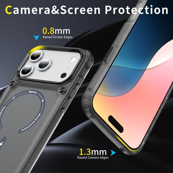 iPhone 18 Pro Max / iPhone 17 Pro Max Skal - TPU + PC med MagSafe Magnetisk Transparent svart