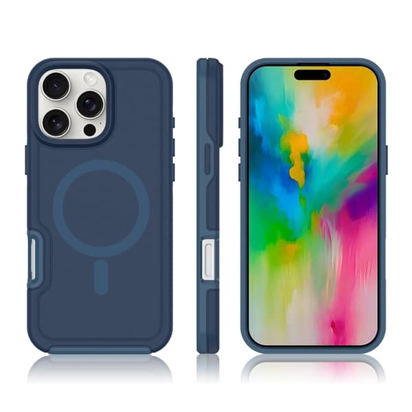 iPhone 16 Pro Max Shockproof MagSafe Armor PC Hybrid TPU Skal Bläckblå
