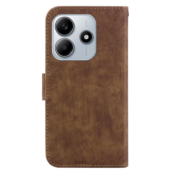 Redmi Note 14 5G - Litet Tiger Prägling Läderfodral Brun