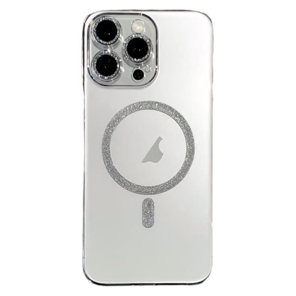 iPhone 16 Pro Max Glitter Magnetisk Ring Transparent MagSafe Skal