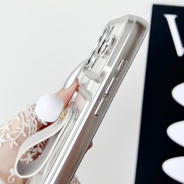 iPhone 16 Pro Electropläterad Kortväska Ringhållare TPU Skal Transparent