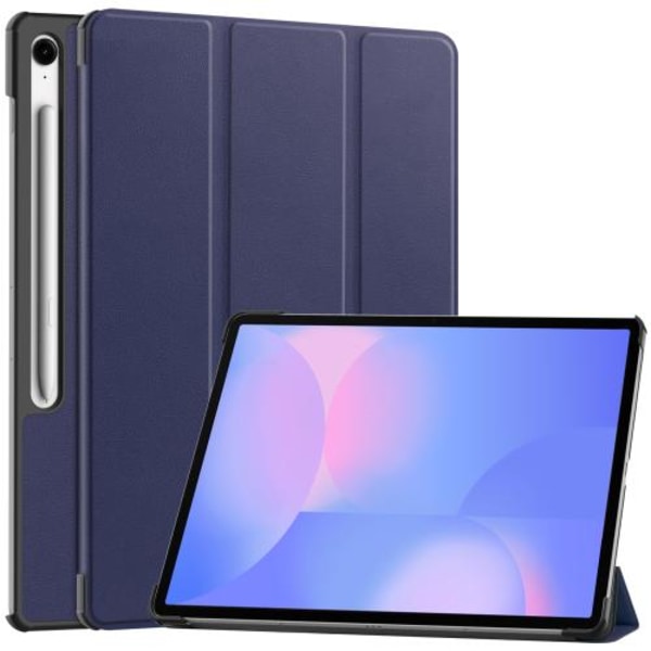 Samsung Galaxy Tab S10 FE+ Skal Custer Pure Color 3-Faldig Smart Läderfodral Mörkblå