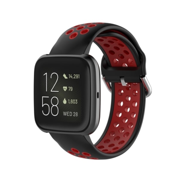 För Fitbit Versa 2 / Versa / Versa Lite 23 mm spänne Tvåfärgad watch Black - Red