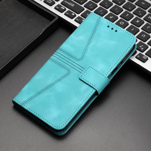 iPhone 16 Pro Triangle Solid Color Fodral - Högkvalitativt Skal Läder Grön