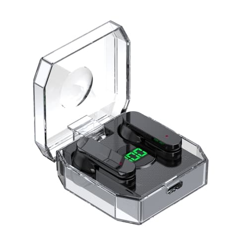 K30 Transparent Capsule Digital Display Touch Control Bluetooth-hörlurar Svart