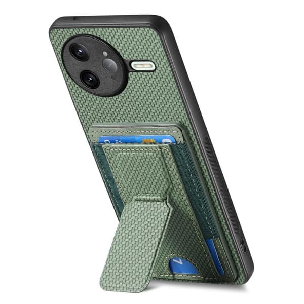 Redmi K80 Pro / Poco F7 Ultra - Kolfiber Fällställ med Elastisk Kortficka fodral Grön