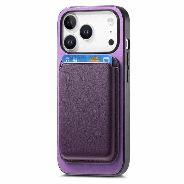 iPhone 18 Pro Max / iPhone 17 Pro Max Retro Magsafe Kortväska PU Bakskal Purpur