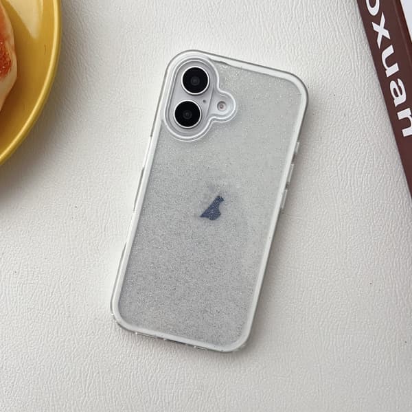 iPhone 16 Pro Max Skal IMD 3 1 Glittrig TPU Hybrid PC Vit