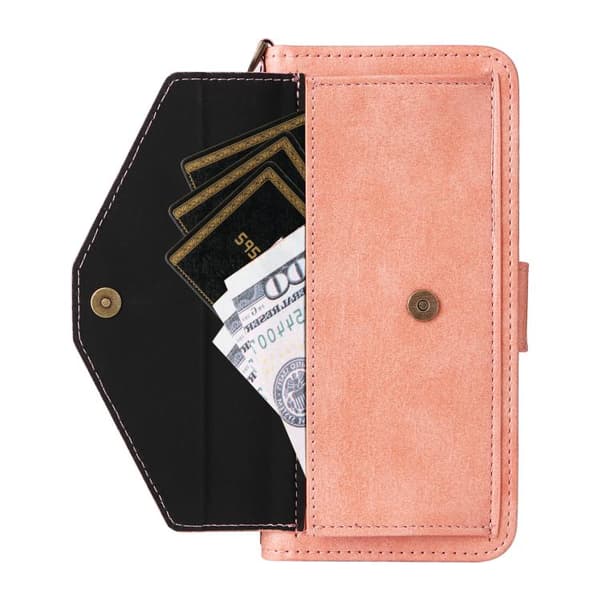 iPhone 18 Pro Max / iPhone 17 Pro Max Skal läderfodral med flera kortfack - nötköttsläder Rosa