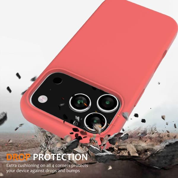 iPhone 18 Pro Max / iPhone 17 Pro Max Shockproof Silikon Skal med MagSafe Rosa Orange