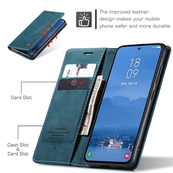 Samsung Galaxy S25 5G Skal CaseMe 013 Multifunktionell Horisontell Flip Läder Blå