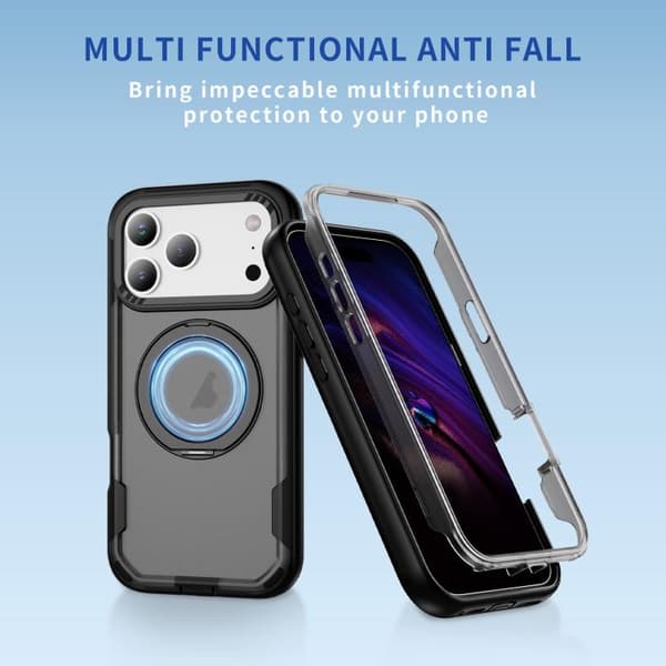 iPhone 18 Pro Max / iPhone 17 Pro Max Skal Defend Rugged Gear Holder MagSafe Svart + Transparent grå