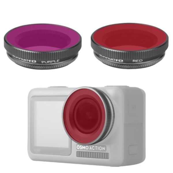 2 i 1 Sunnylife OA-FI180 Linser Rött + Lila Dykfilter för DJI OSMO ACTION