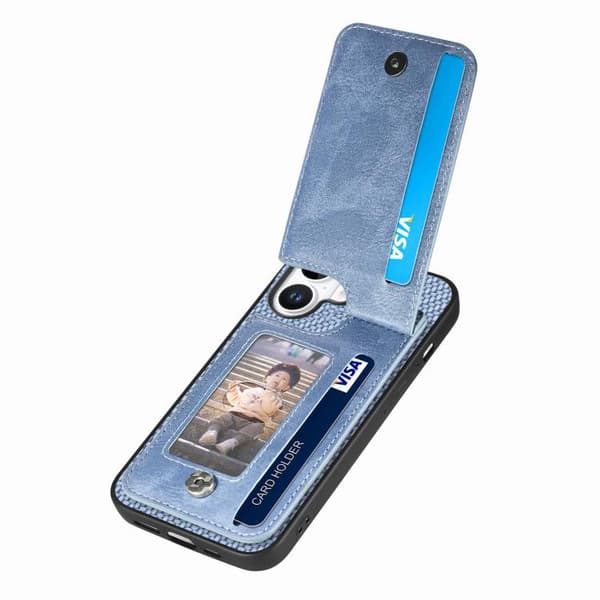 iPhone 17 Skal - Kolfiber med Vertikal Dragkedja Blå