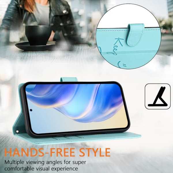 Redmi Note 14 5G - RFID Läderfodral med Smile Embossing Mintgrön