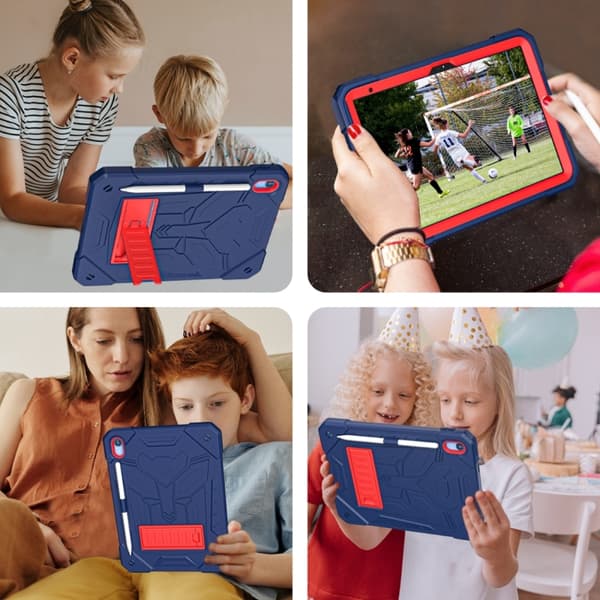 iPad 11 11:e generation / 10.9 10:e generation 2022/2025 Bumblebee Silikon + PC Stötsäker Skal med Hållare Marinblå