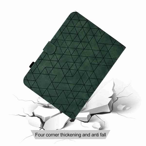 Samsung Galaxy Tab A9 / A11 Rhombus TPU Smart Läderfodral Grön