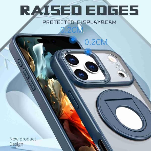iPhone 18 Pro / iPhone 17 Pro Skal med roterande ring och magnetisk hållare Blå