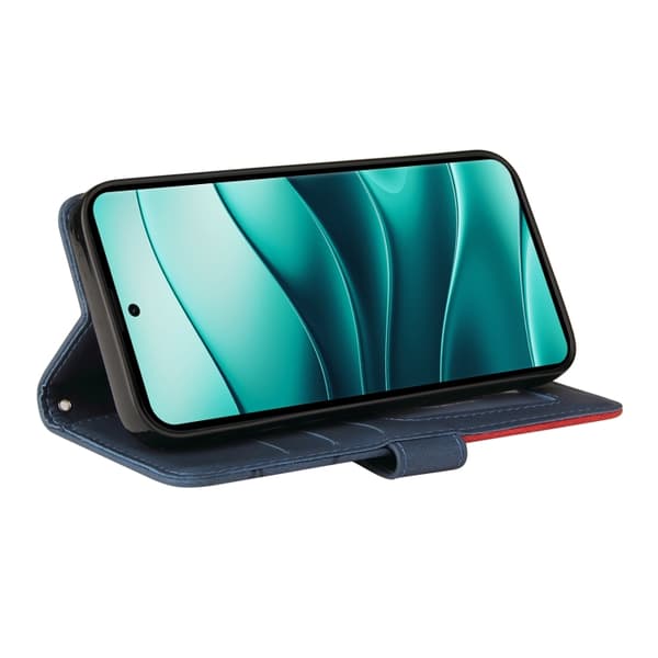 Redmi Note 14 Pro / 14 Pro+ 5G - Flip-läderfodral med tvåfärgad splicing Blå