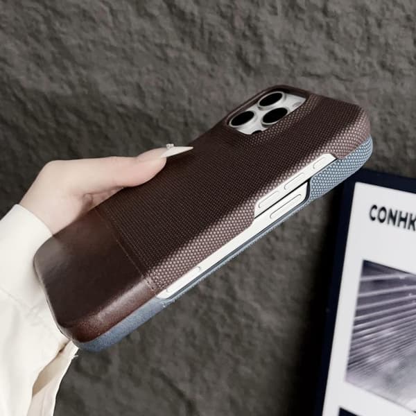 iPhone 17 Pro Skal - Stitching Cloth med MagSafe Magnetisk PC Hybrid PU Mörkblå