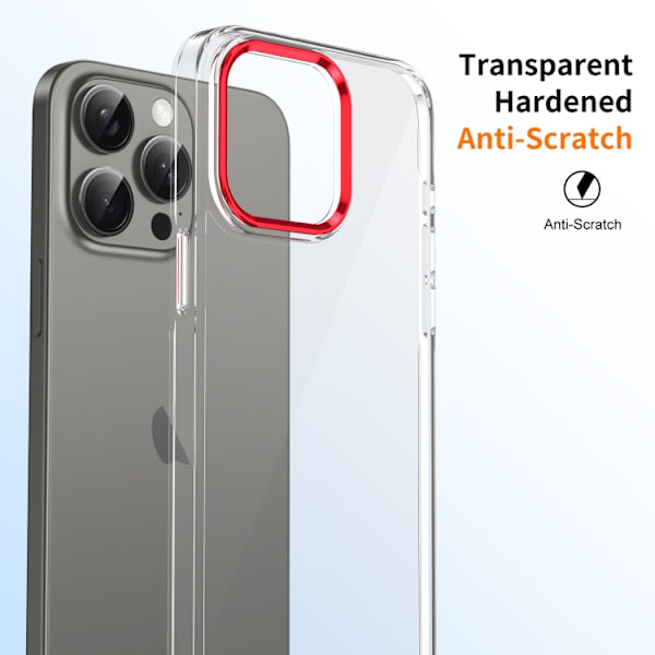 iPhone 16 Pro Max Skal HD Transparent PC med Full Coverage Röd