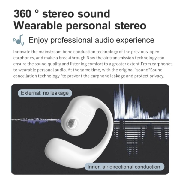 YJ77 Bluetooth 5.2 Öronmonterat OWS Benledning Hörlurar Vänster öra Svart