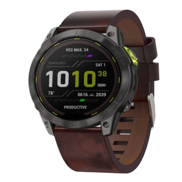 För Garmin Enduro 2 26mm läder stålspänne watch Brown
