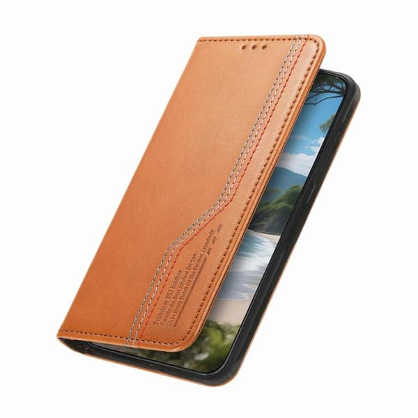 iPhone 18 Pro / iPhone 17 Pro Skal Läderfodral med Elastisk Handledsrem och Magnetisk Sugfunktion Brun