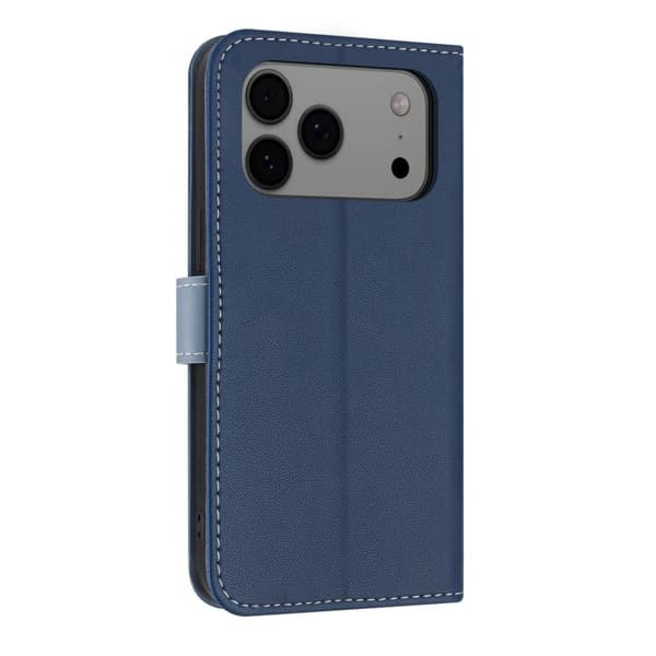 iPhone 18 Pro Max / iPhone 17 Pro Max Skal läderfodral - metall med handrem Mörkblå