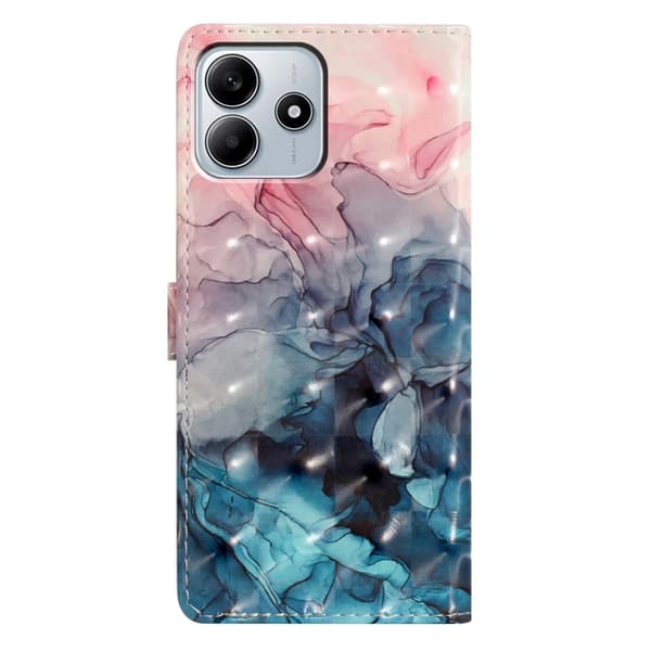 Redmi Note 14 5G - 3D Mönster Läder fodral 3D Rosa Blå Marmor