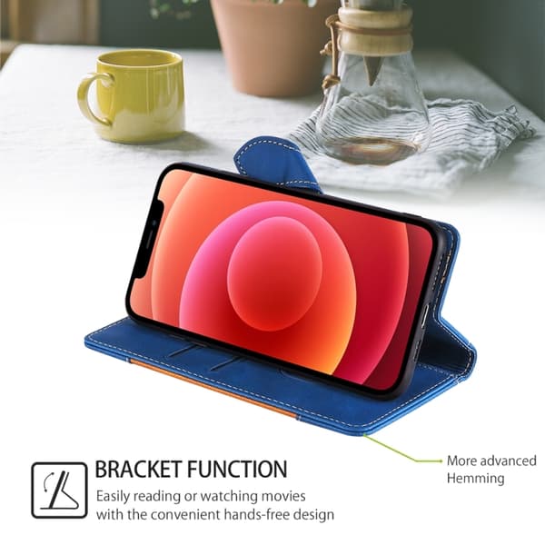 iPhone 16 Pro Max Skal med Magnetisk Spänne Läder Fodral Blå