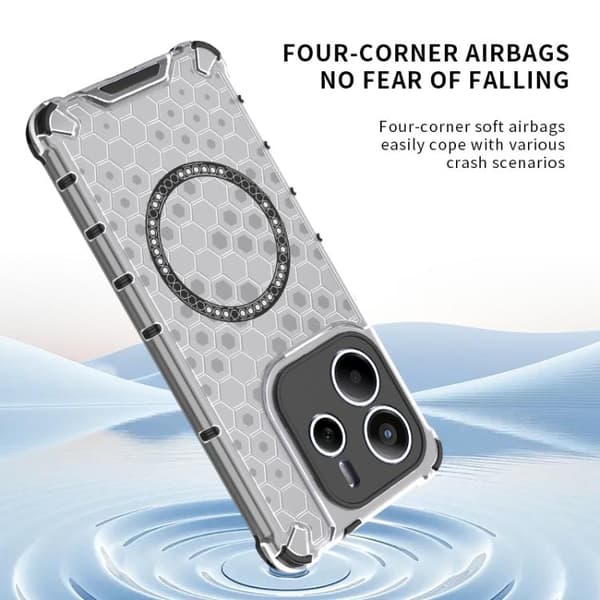 Redmi Note 14 5G - Honeycomb Magnetisk Ring Stötsäker Mobilskal Röd