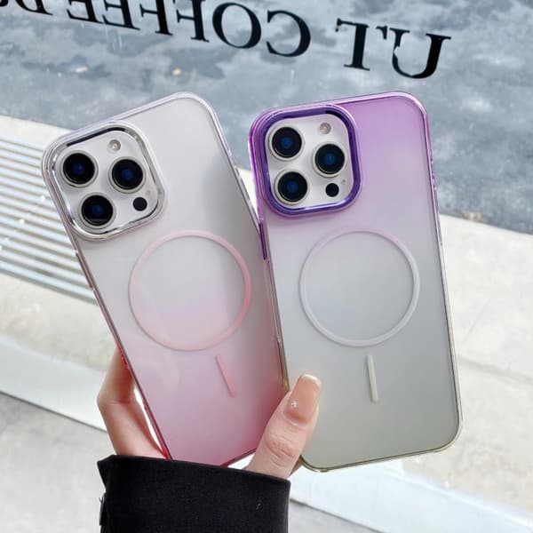 iPhone 16 Pro Metall Linsskydd Gradient PC MagSafe Skal Rosa