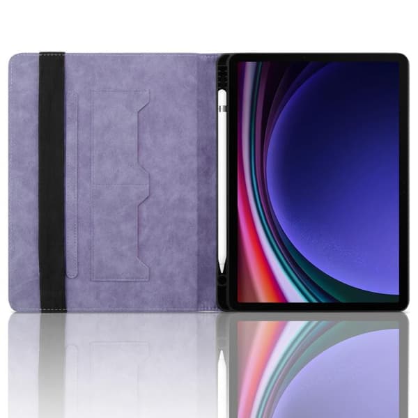 Samsung Galaxy Tab S10/S9 FE Rhombus Prägad Läderfodral Lila