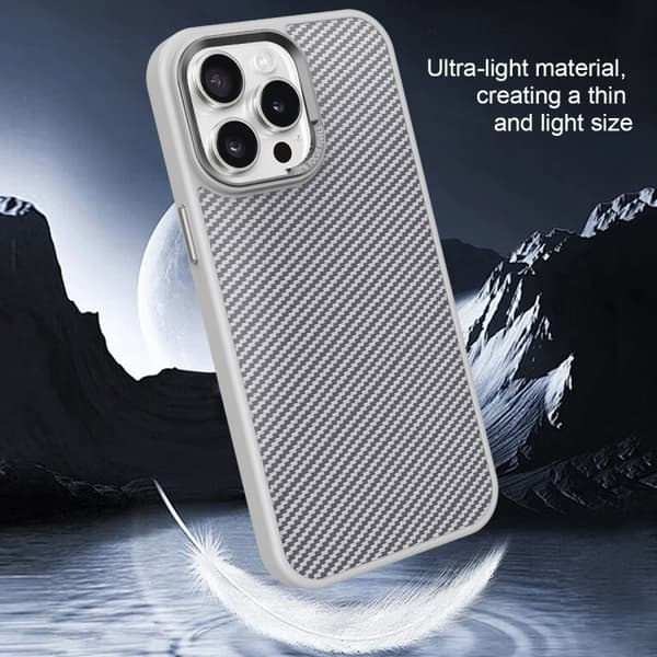 iPhone 16 Pro Skal Kolfibertextur med MagSafe Magnetisk Stötsäker Grå