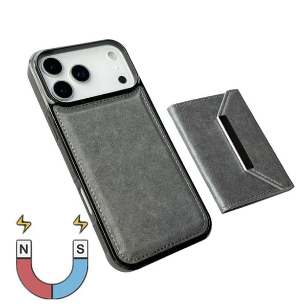 iPhone 18 Pro Max / iPhone 17 Pro Max Skal med Solid Färg och Metallspänne för Kortfack Grå